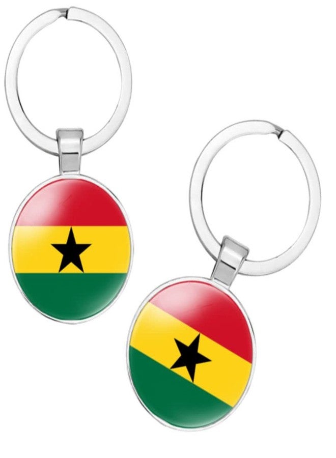 vmcoatdu Ghana National Flag Key Chain Keyring Gift Men Women Keychain Stainless Steel and Inlaid Glass Materials - Image 4